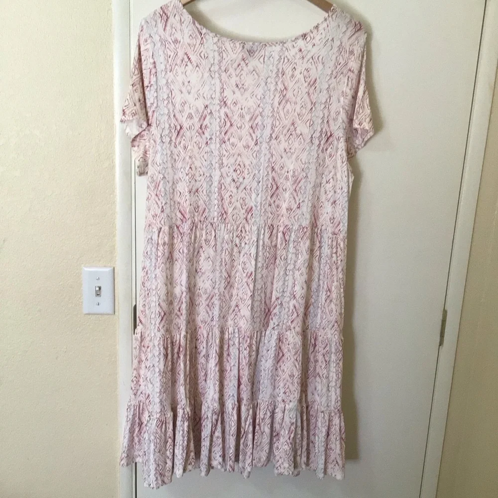 Torrid Womens Summer Dress Plus Size 2X Pink/Ivory Ruffle Cottagecore Boho NWOT - Picture 7 of 9